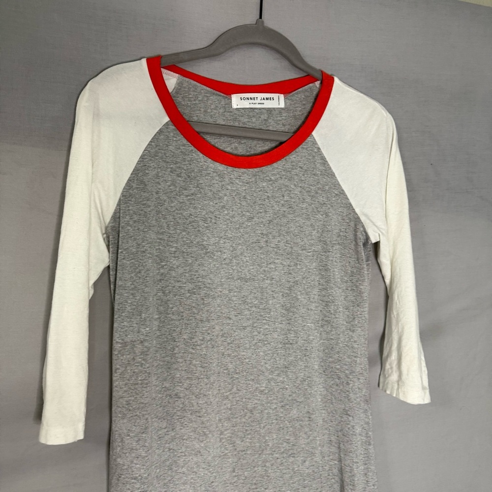 Sonnet James A Play Baseball Tee Dress For Moms Size Small Made In USA Tencel - Picture 2 of 8